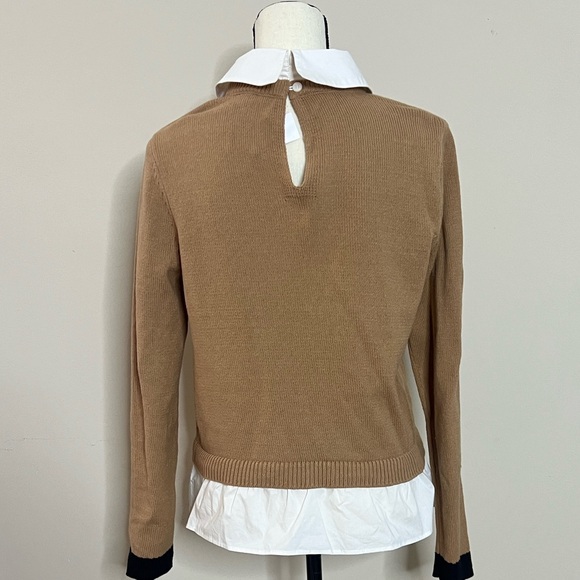 🍂🥧🧥LOFT Tan/Camel Sweater with Black Details - Picture 11 of 16